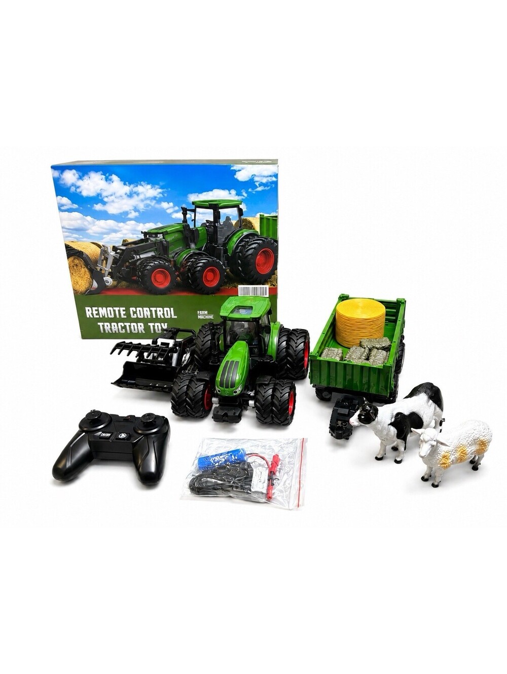 Uarzt Remote Control Tractor Toy, Kids RC Tractor Set & Truck and Trailer Fro...